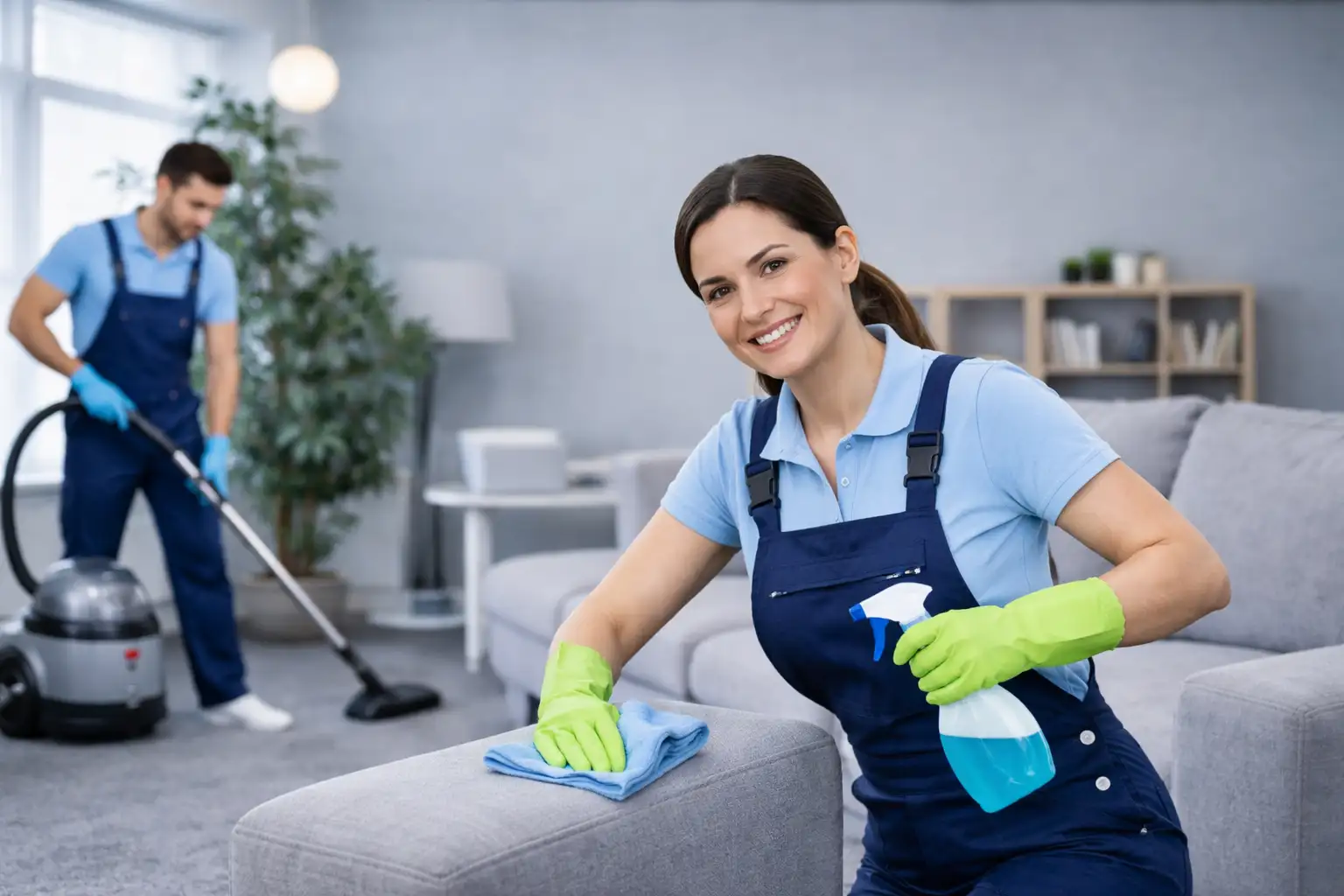 Trier Reinigung GmbH – Reinigungsfirma –  Frau putzt Sofa