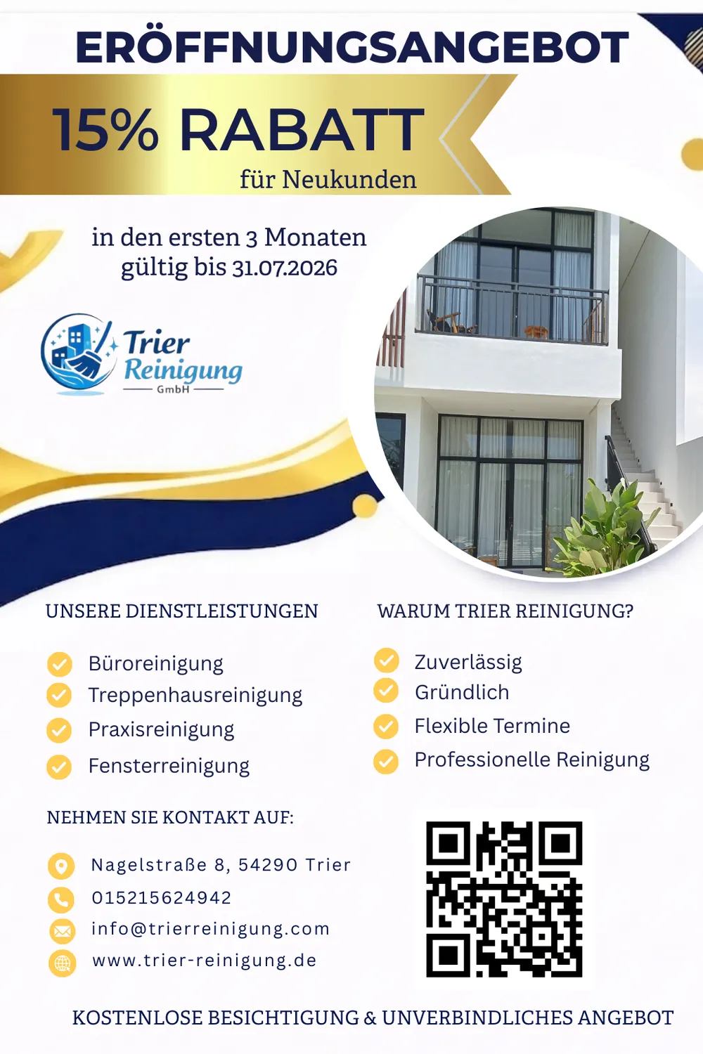 Trier Reinigung GmbH – Reinigungsfirma – Neueröffnung – 15% Rabatt! Flyer